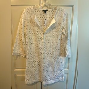 NWT J Crew white eyelet cover up XS